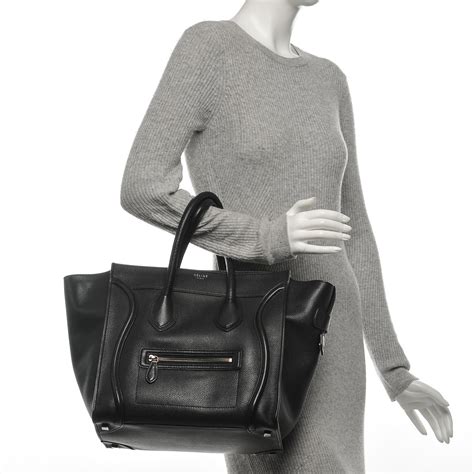 celine drummed calfskin mini luggage black|MICRO LUGGAGE HANDBAG IN DRUMMED CALFSKIN.